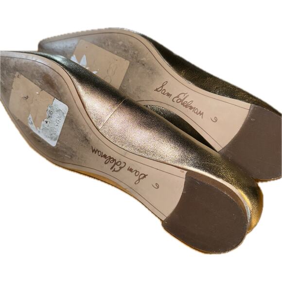 Sam Edelman Women's Gold‎ Leather Ballet Flats Size 8 Pointed Toe - Picture 6 of 6